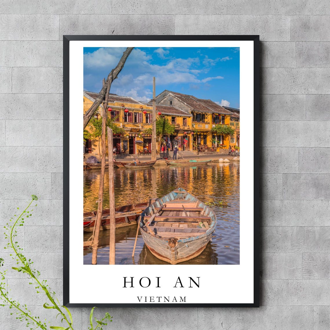 Hoi An Vietnam Riverside Old Town Wooden Boats Travel Photo Poster