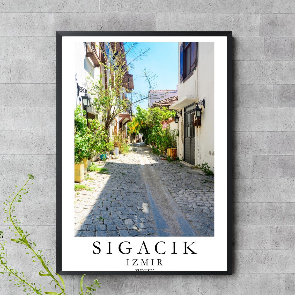 Sigacik Izmir Turkey Cobblestone Street Old Town Travel Photo Poster