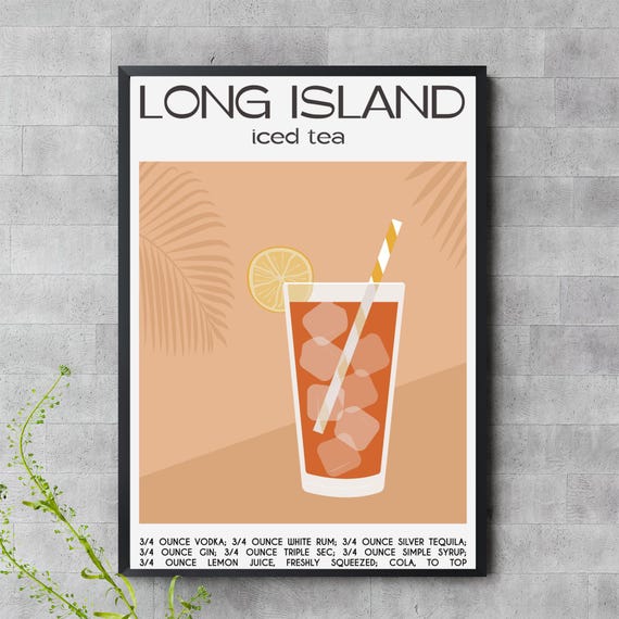 Long Island Iced Tea Recipe Print Fun Cocktail Art For Bar Or Kitchen Wall