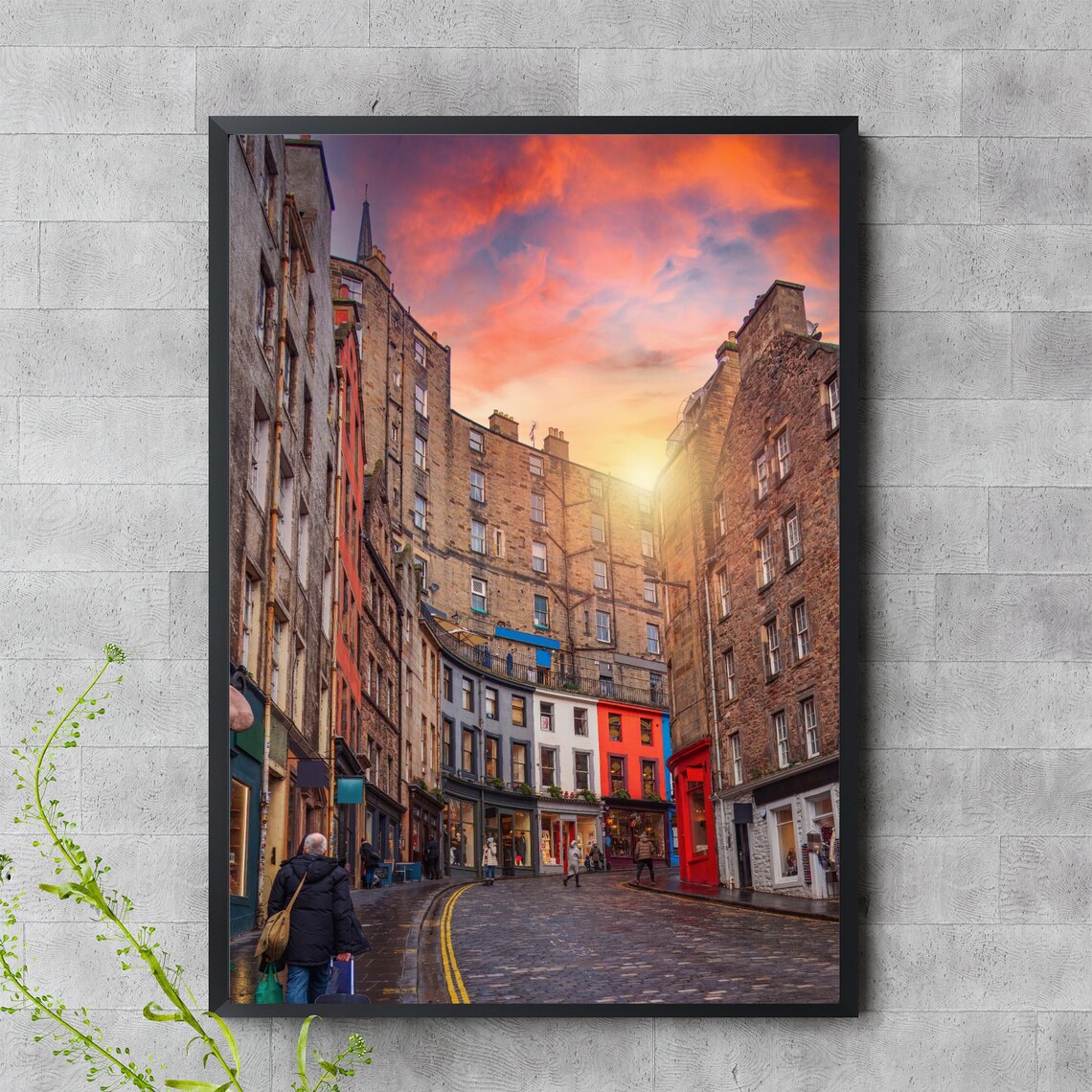 Edinburgh Victoria Street Sunset Colorful Buildings Scotland Photo Poster