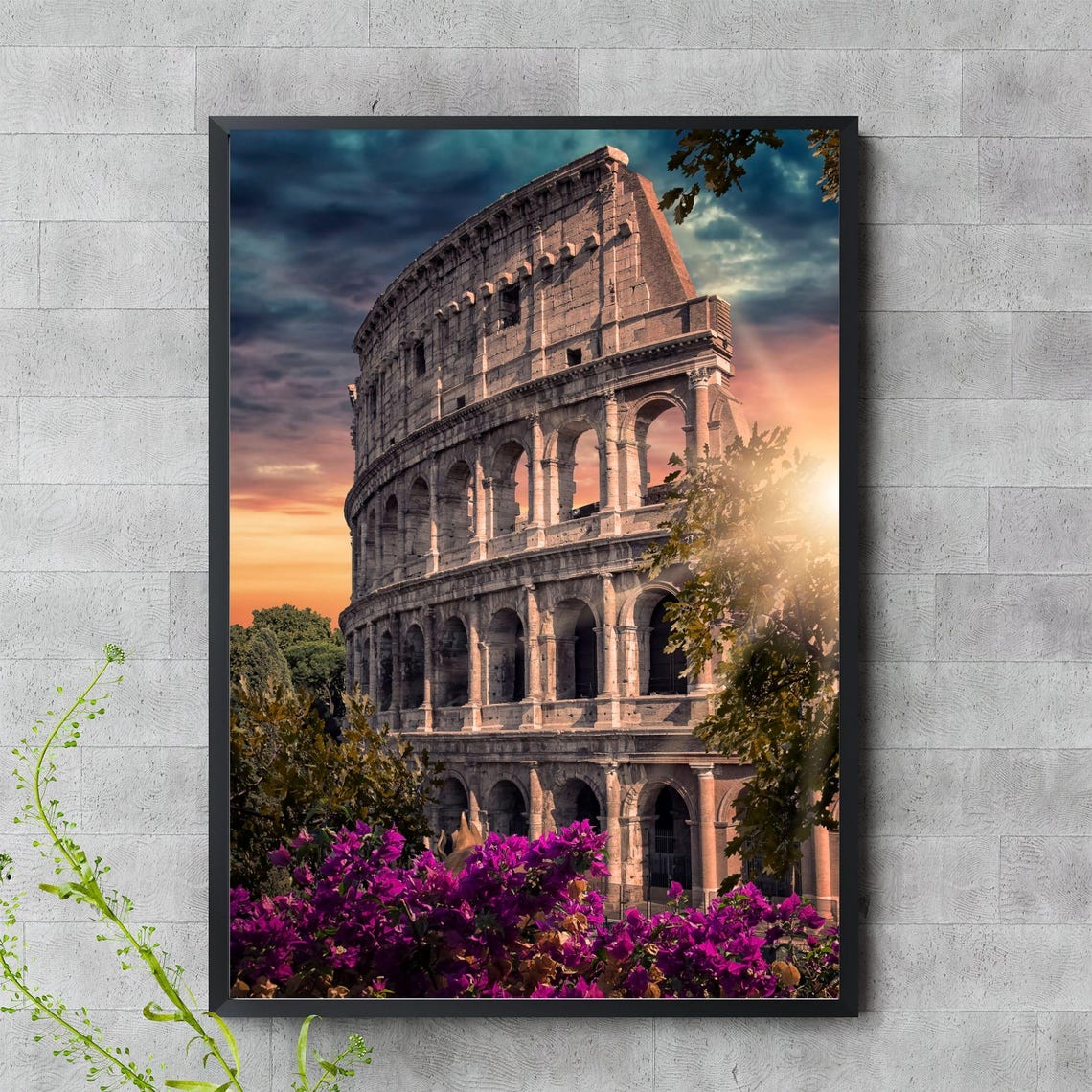 Rome Colosseum Sunset Photography Ancient Roman Landmark Wall Poster