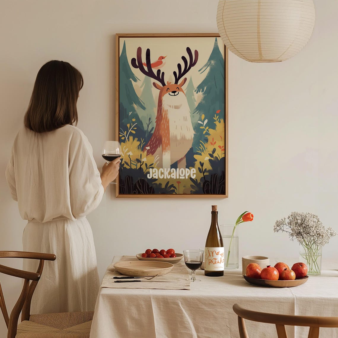 Jackalope Cute Cryptid Forest Animal Kids Room Nursery Poster - Image 2