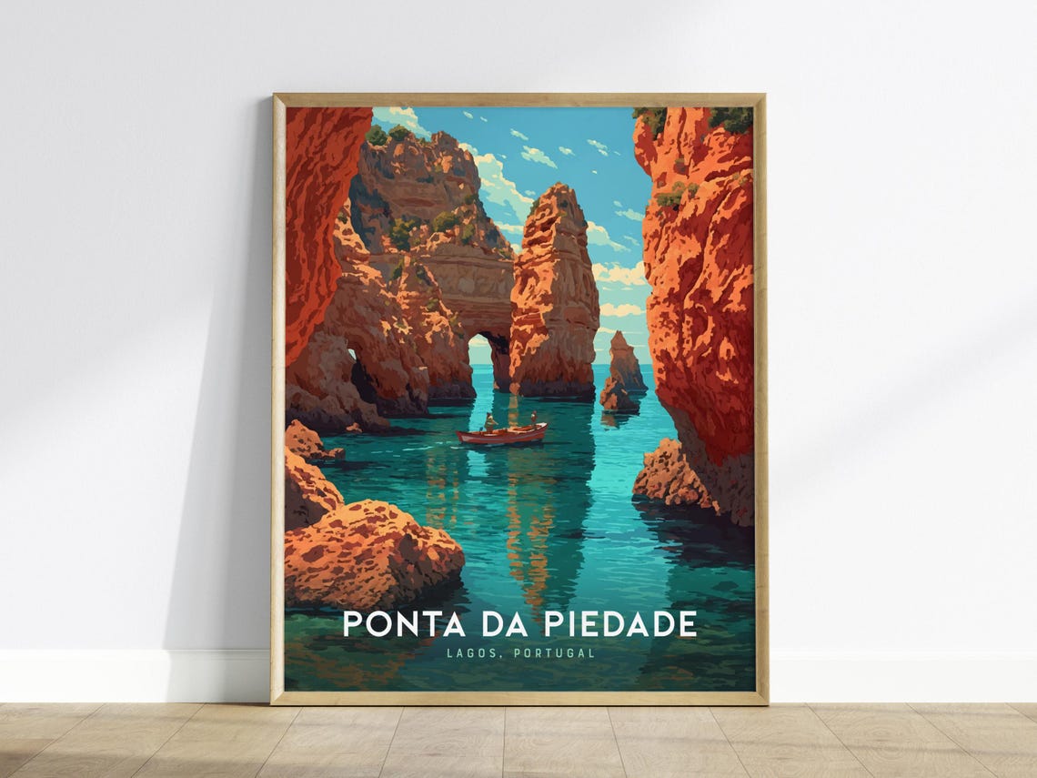 Ponta Da Piedade Lagos Portugal Red Cliffs Sea Travel Poster