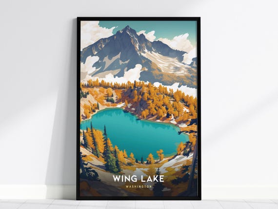 Wing Lake Washington Poster Minimalist Mountain Art
