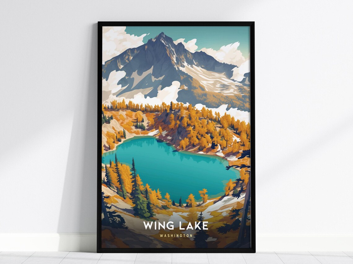 Wing Lake Washington Alpine Lake Larch Autumn Travel Art Poster