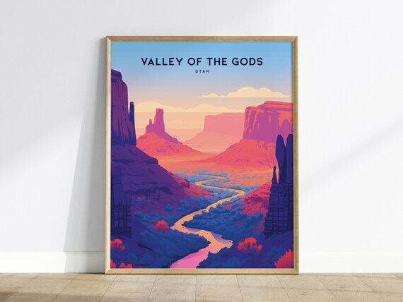 Valley of the Gods Utah Red Desert Mesas Sunset Travel Poster
