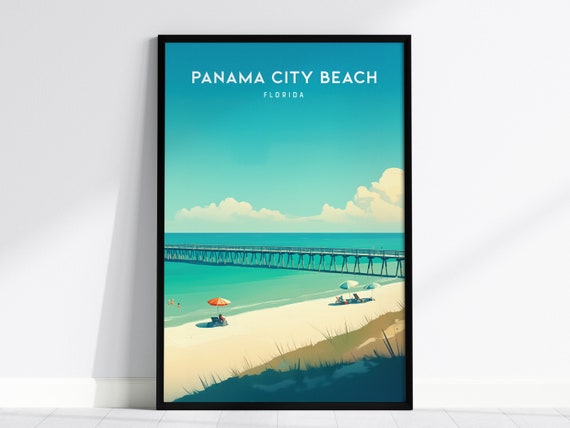 Panama City Beach Pier Art Print Florida Gulf Coast Travel Poster
