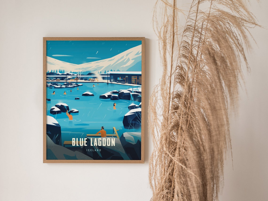 Blue Lagoon Iceland Geothermal Spa Winter Soak Vintage Travel Poster - Image 3