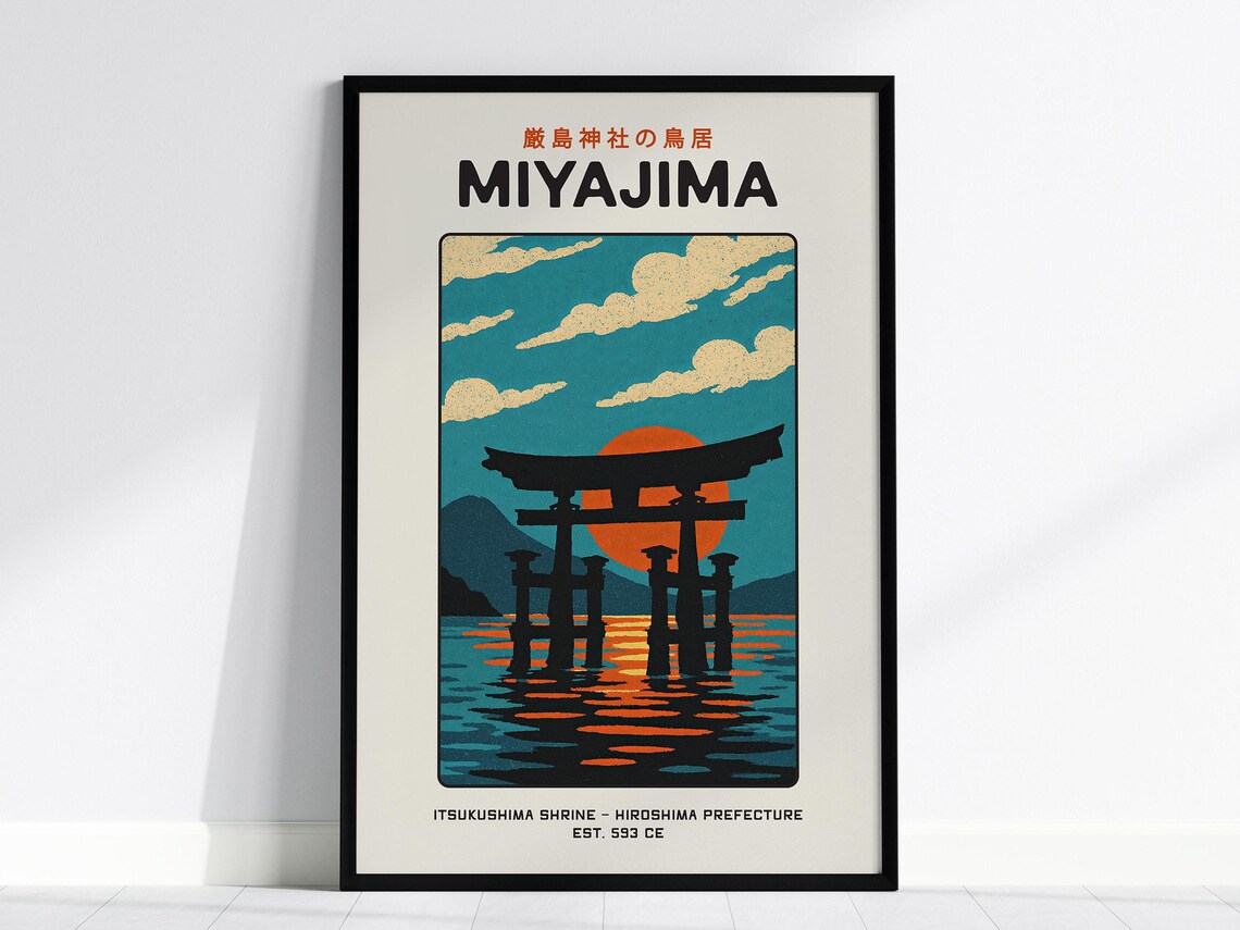 Miyajima Torii Gate Vintage Japan Travel Poster
