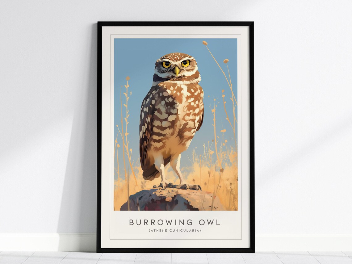Burrowing Owl Western Nature Bird of Prey Art Print