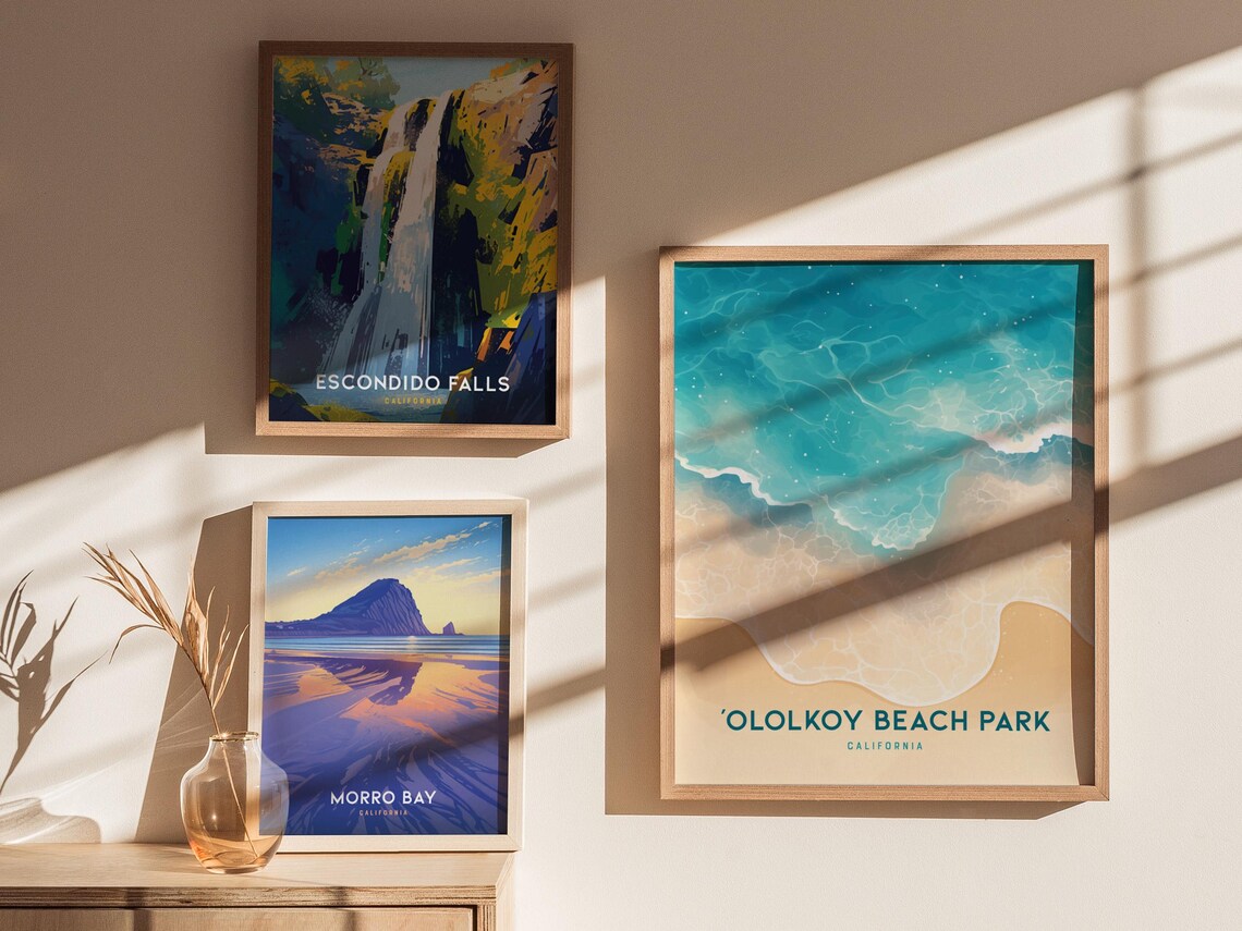 Ololkoy Beach Park California Aerial Surf Waves Travel Poster - Image 4