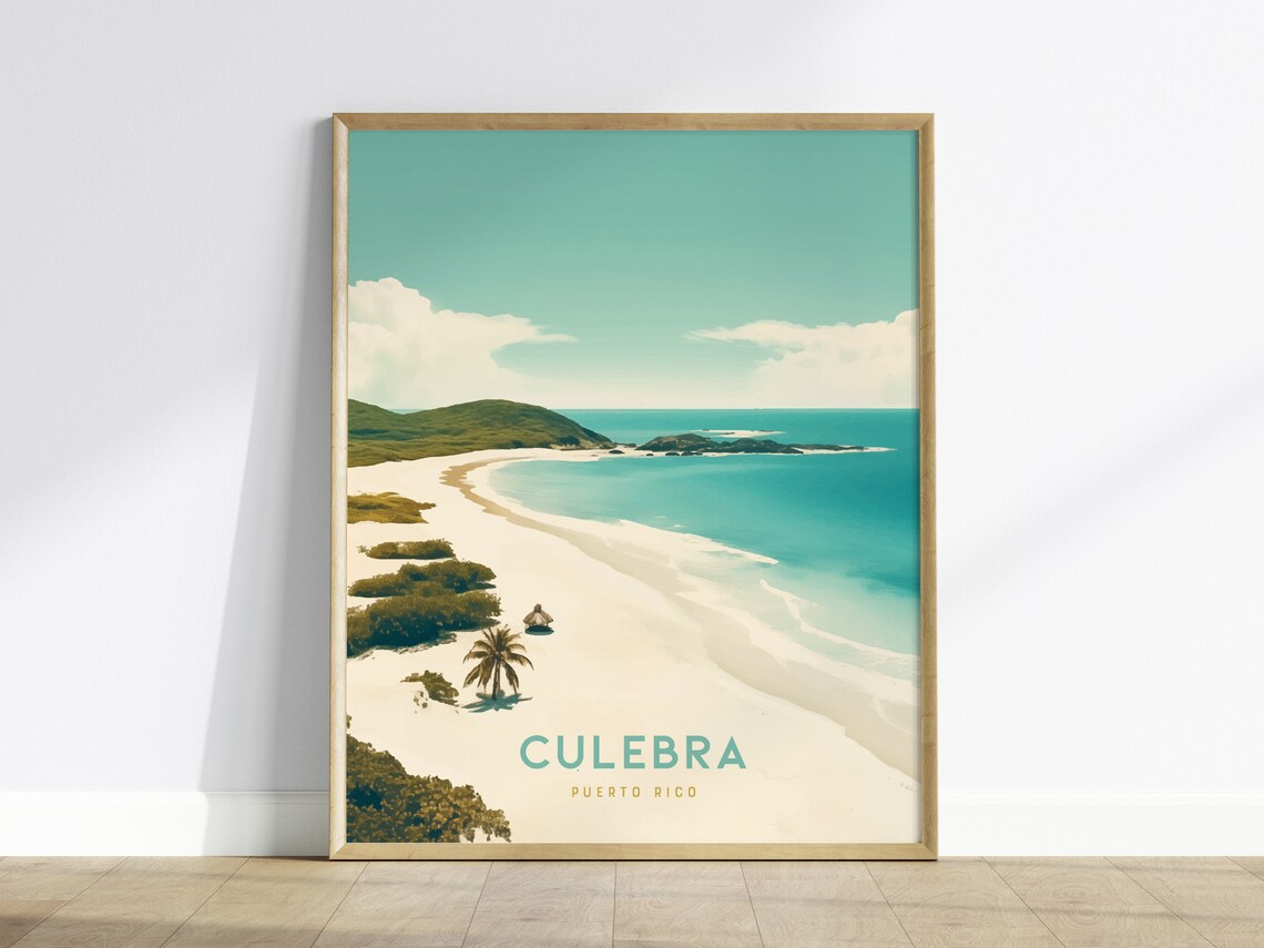 Culebra Puerto Rico Tropical Beach Travel Poster