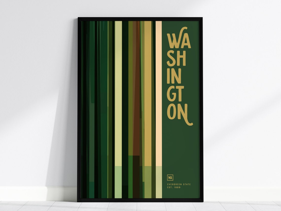 Washington State Evergreen State Minimalist Retro Stripe Poster