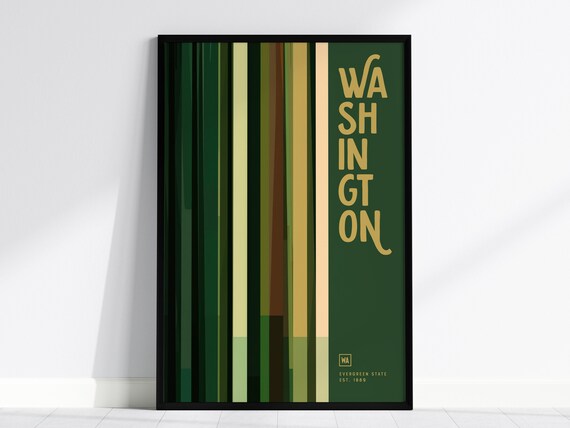 Washington State Evergreen State Minimalist Retro Stripe Poster