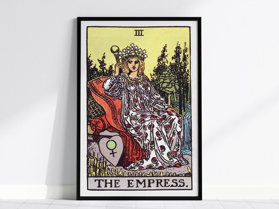 The Empress Tarot Card III Vintage Rider Waite Boho Art Poster