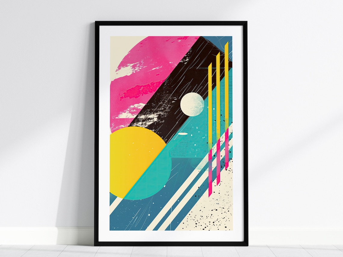 80s Abstract Geometric Retro Modern Poster
