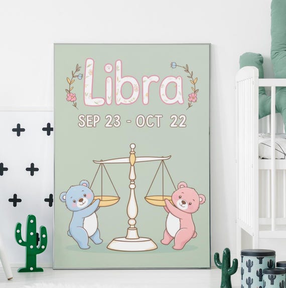 Zodiac Sign Libra Print For Nursery Or Toddlers Room Print Art Art