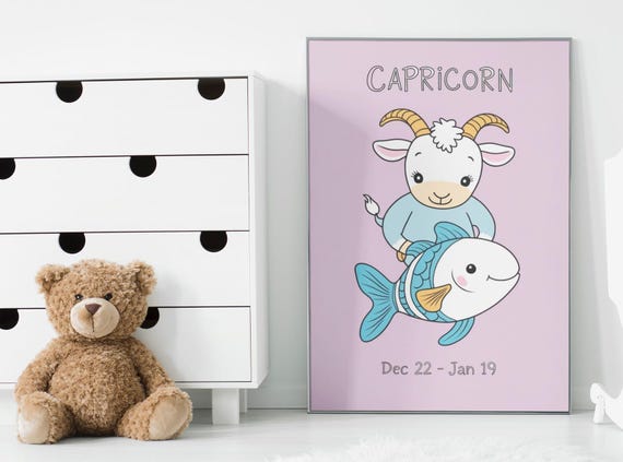 Zodiac Sign Capricorn Print For Nursery Or Toddlers Room Print Art Art