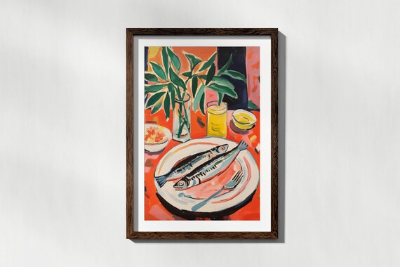 Sardine Fish Wall Art Trendy Food Poster Seafood Italian Print Kitchenrestaurant Decor Modern Painting Vibrant