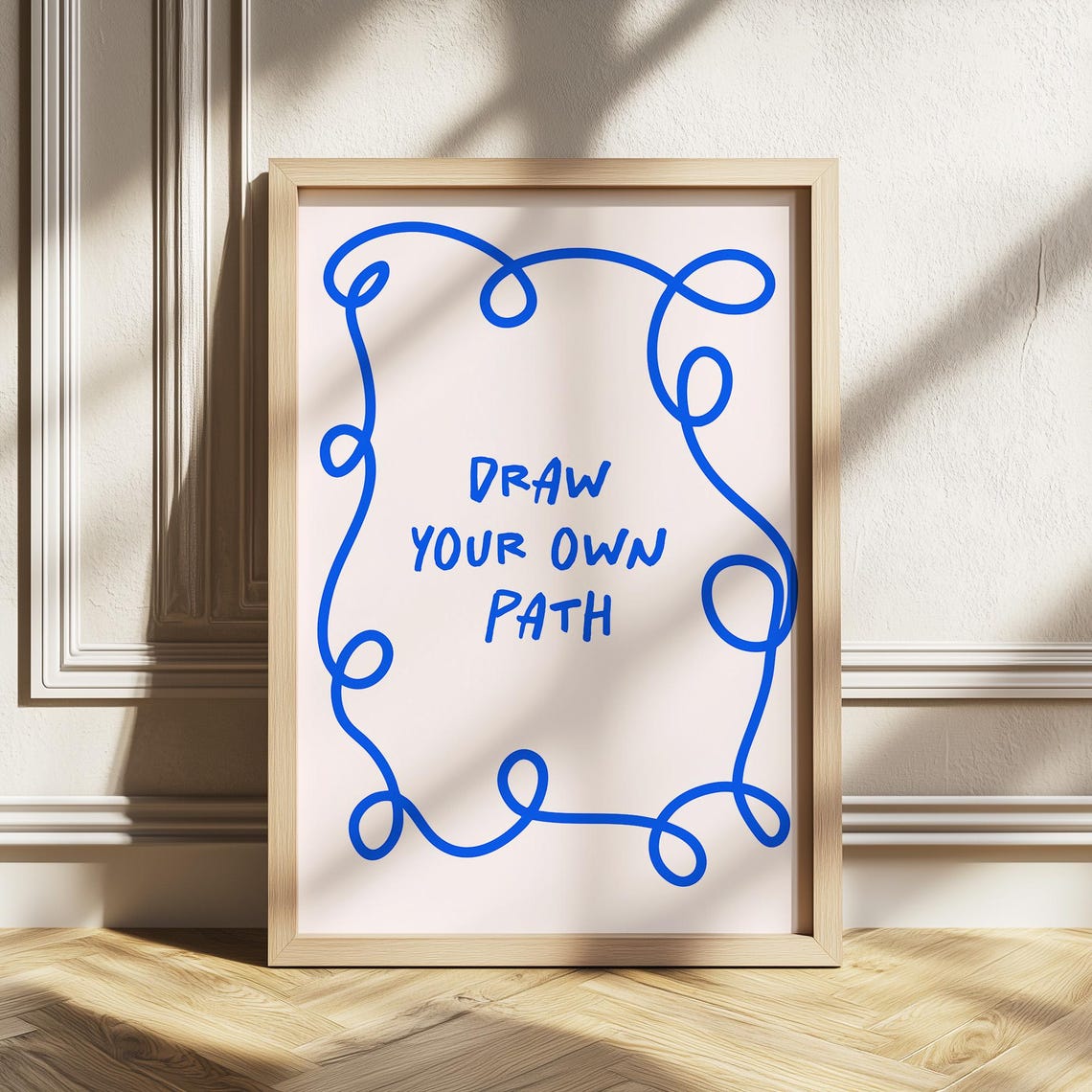 Draw Your Own Path Blue Squiggle Motivational Quote Dorm Poster