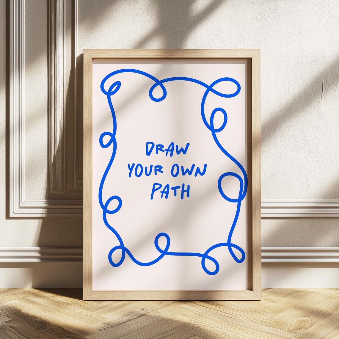 Draw Your Own Path Print Empowering Quote Wall Art Minimal Line Frame Motivational Poster Dorm Room Office Decor