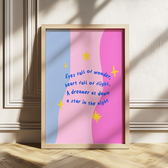 Dreamer At Dawn Starry Pastel Wavy Inspirational Quote Poster