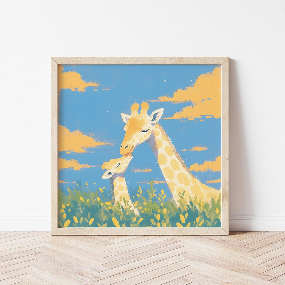 Giraffe Family Illustration Of Savanna Giraffe Nursery Print Of Giraffe Birthday Gifts Of Giraffe Wall Dcor Poster Of Savanna Wall Art