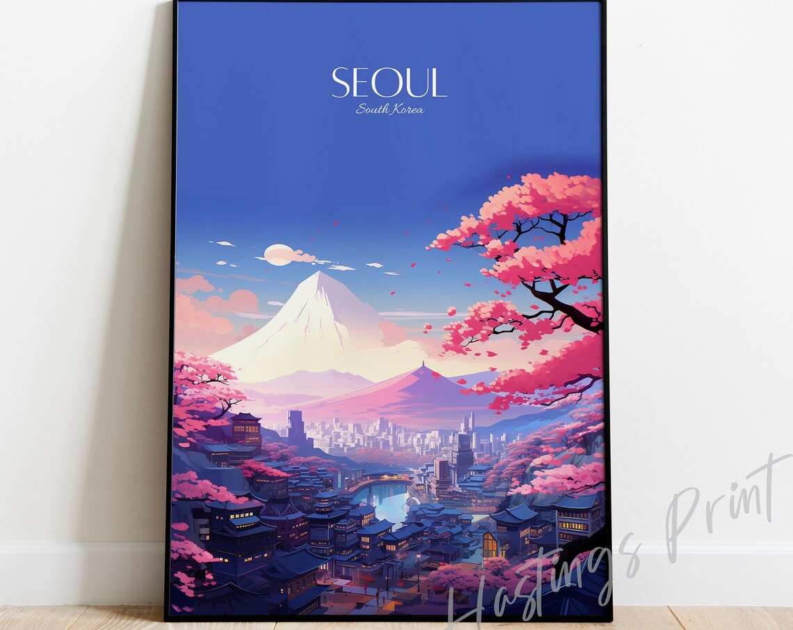 Seoul South Korea Vintage Travel Poster Art Print