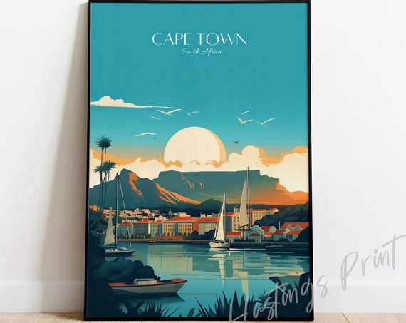 Cape Town Travel Poster South Africa Art Print Custom Text