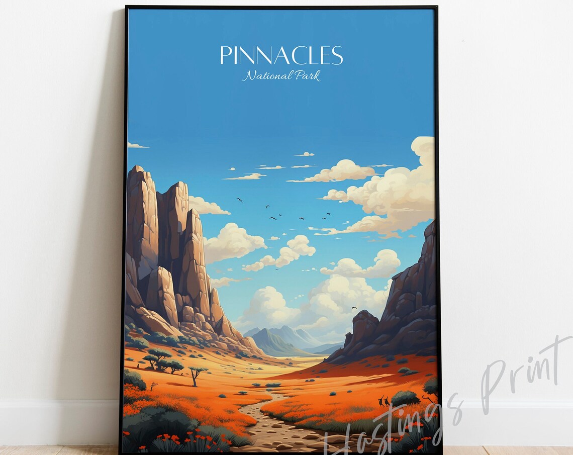 Pinnacles National Park California Desert Cliffs Vintage Travel Poster