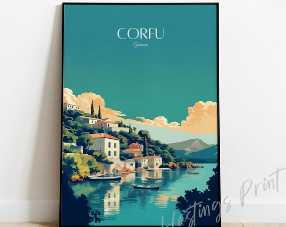 Corfu Greece Vintage Travel Poster Art Print