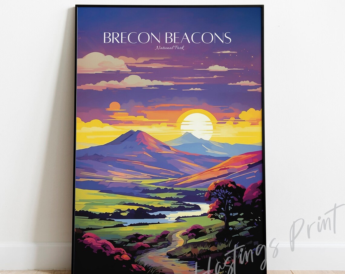Brecon Beacons National Park Vintage Travel Poster