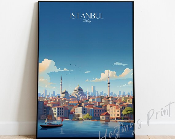 Istanbul Modern Vintage Travel Poster