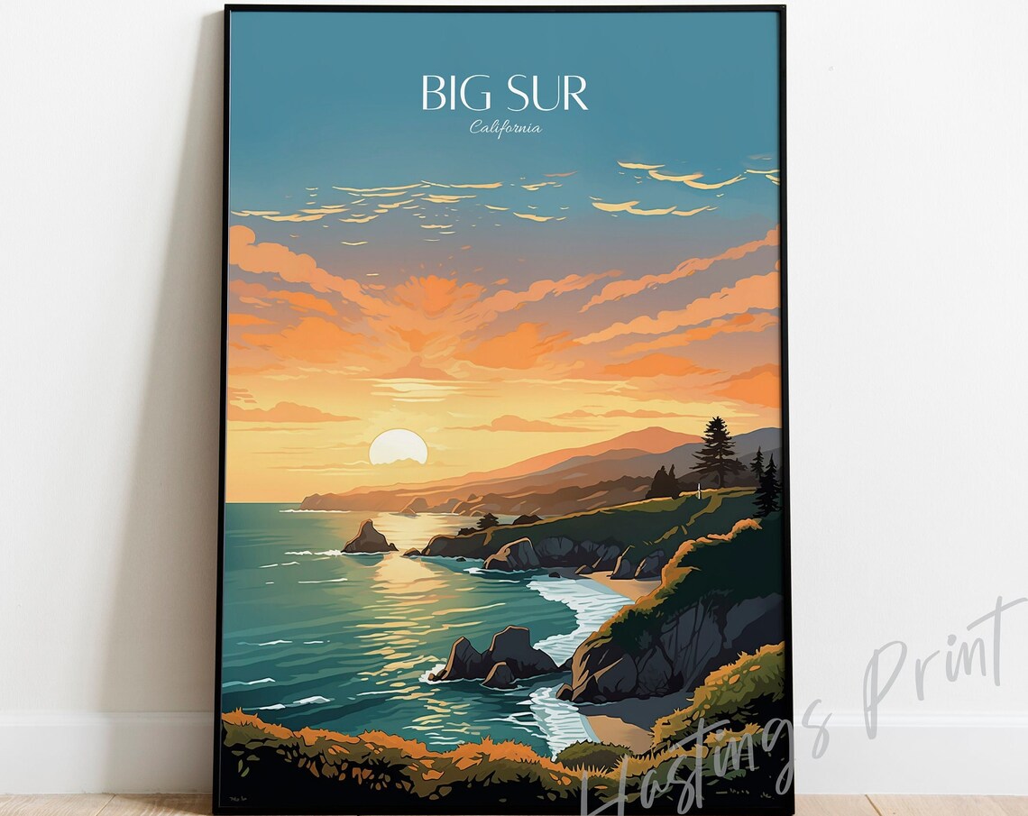 Big Sur Vintage Travel Poster, Art Print