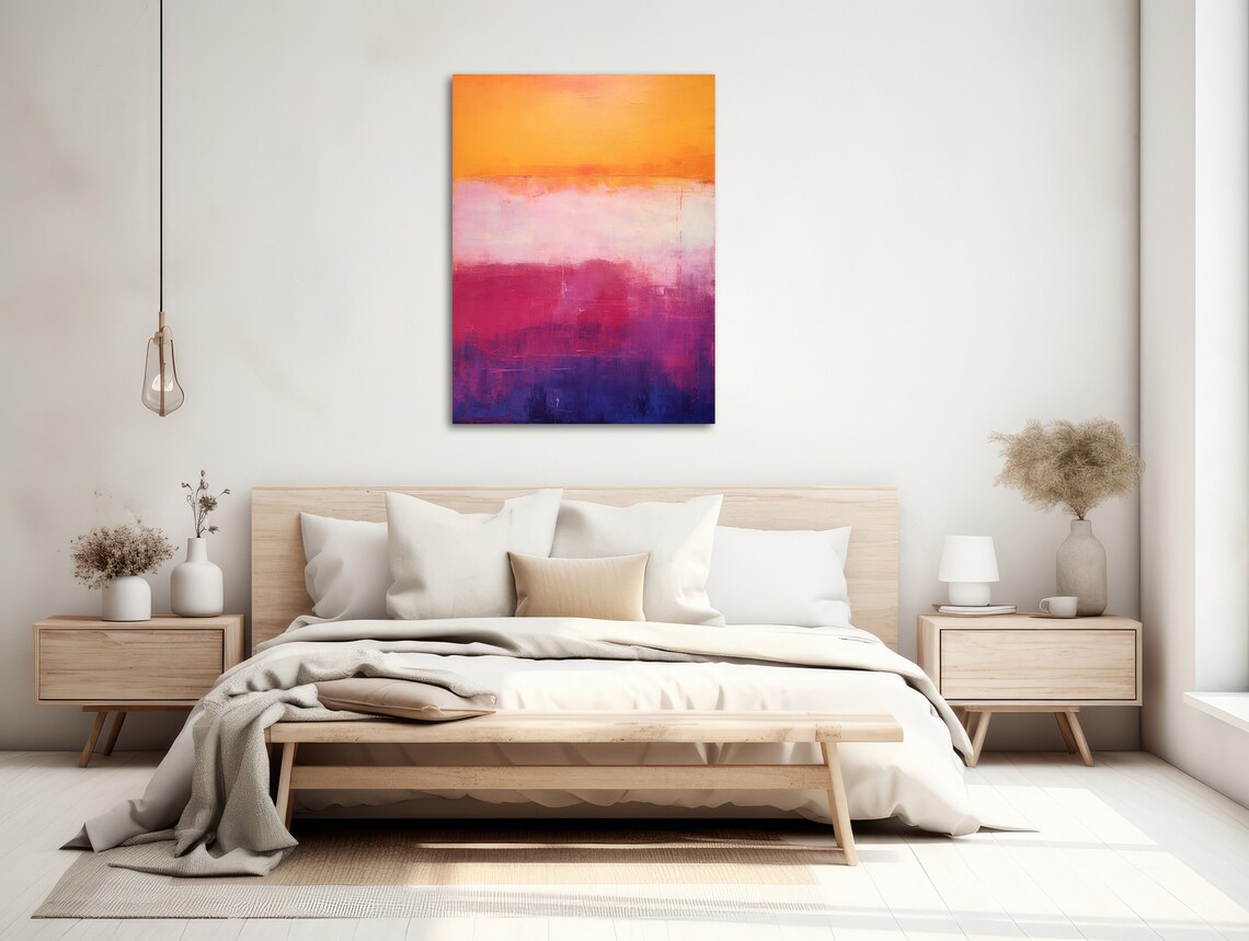 Purple And Orange Geometric Abstract Wall Art Print - Image 2