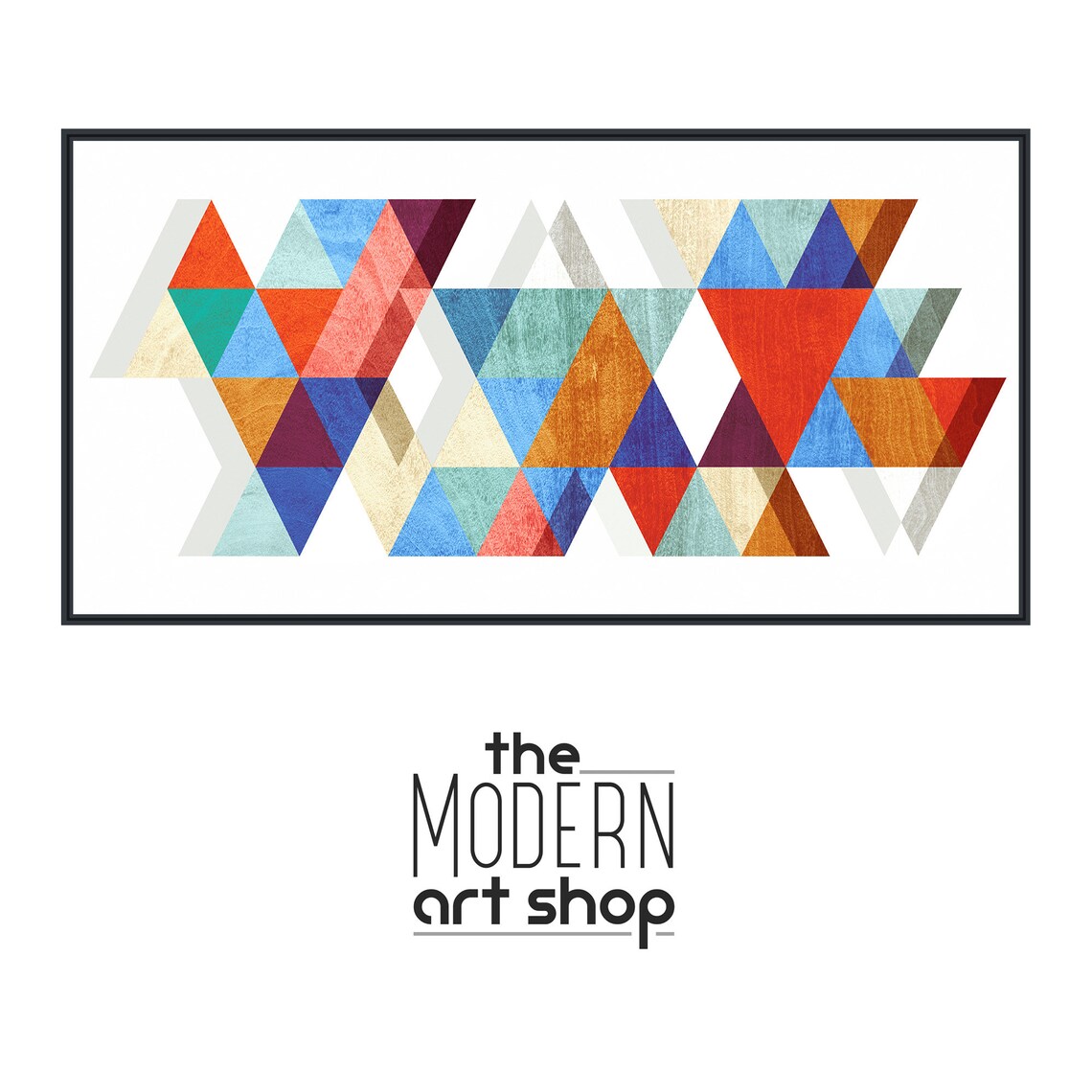 Mid-Century Abstract Geometry Panoramic Wall Art Print - Image 4