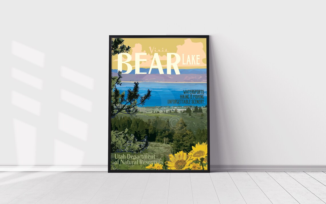 Bear Lake Utah Idaho Vintage Style Travel Poster