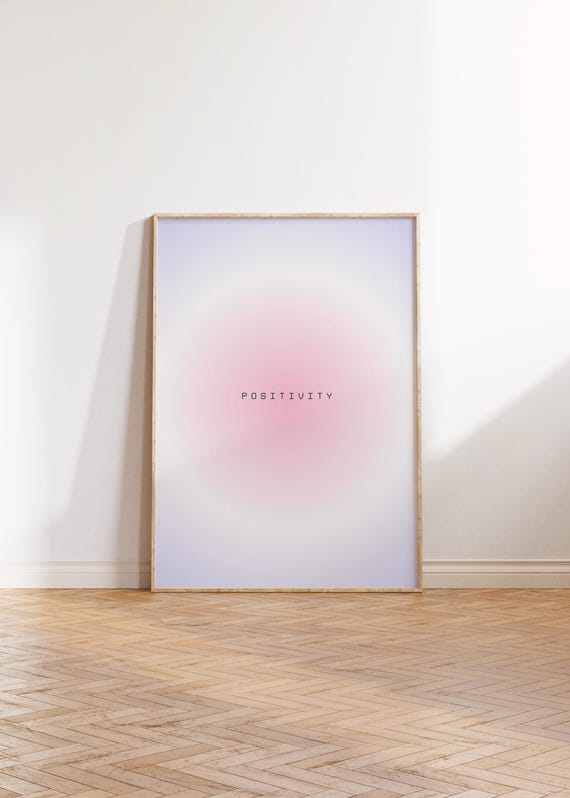 Aura Retro Gradient Poster Daily Affirmations Print Mental Health Pink Yoga Gift Indie Room Decor Colorful Wall Art Y2k