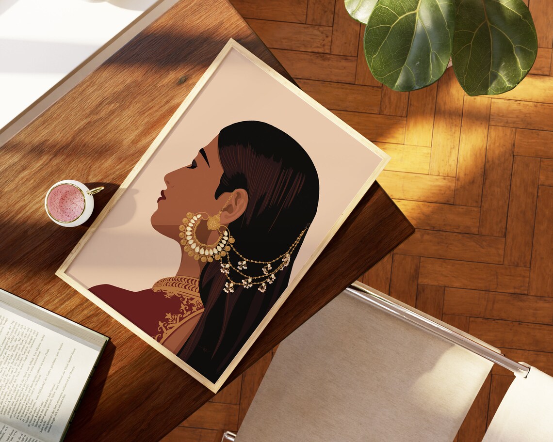 Desi Art Indian Woman Illustration, Art Print - Image 2