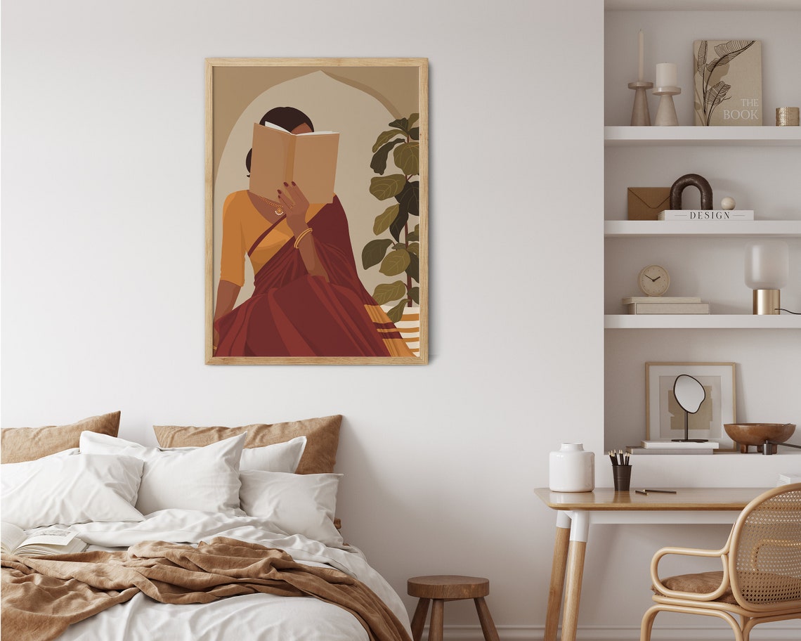 Indian Woman Reading - Boho Art - Image 4