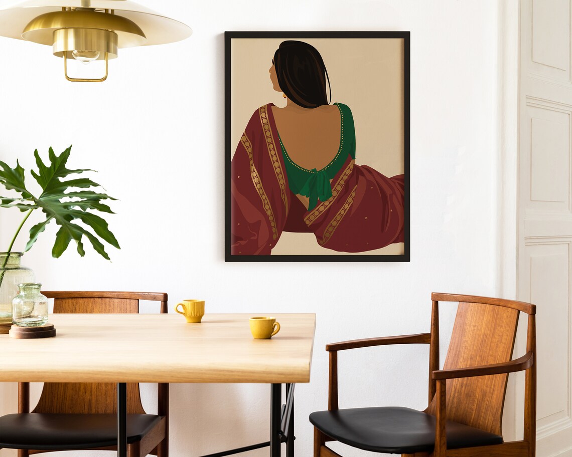 Indian Women In Saree, Desi Wall Art Print - Image 3