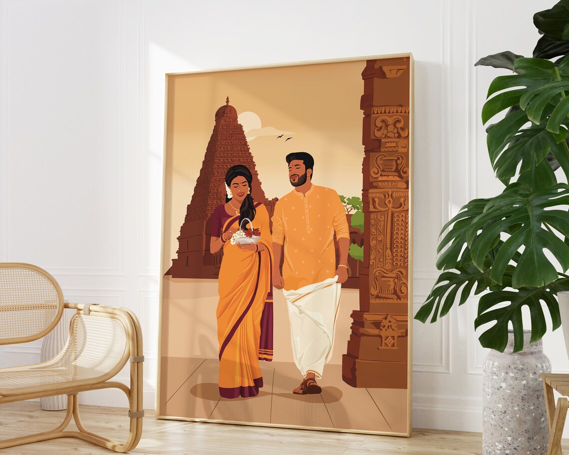 Indian Couple Portrait, South Asian Home Decor Art Print - Image 2