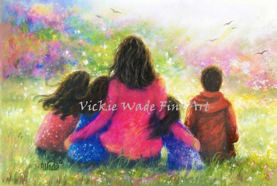 Mother, Three Daughters and Son by Vickie Wade Art Print