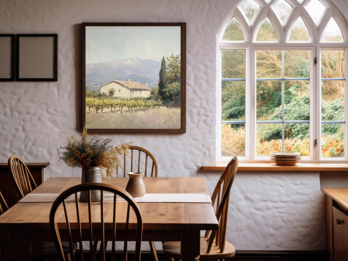 Sunlit French Provence Vineyard Farmhouse Vintage Landscape Poster