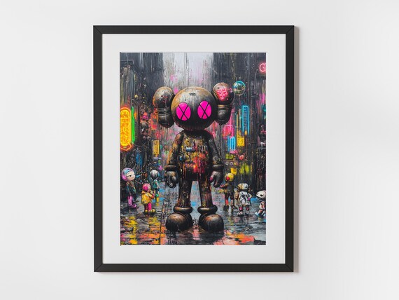 Graffiti Bear Wall Art Urban Pop Style Ai Print Color Explosion Street Decor