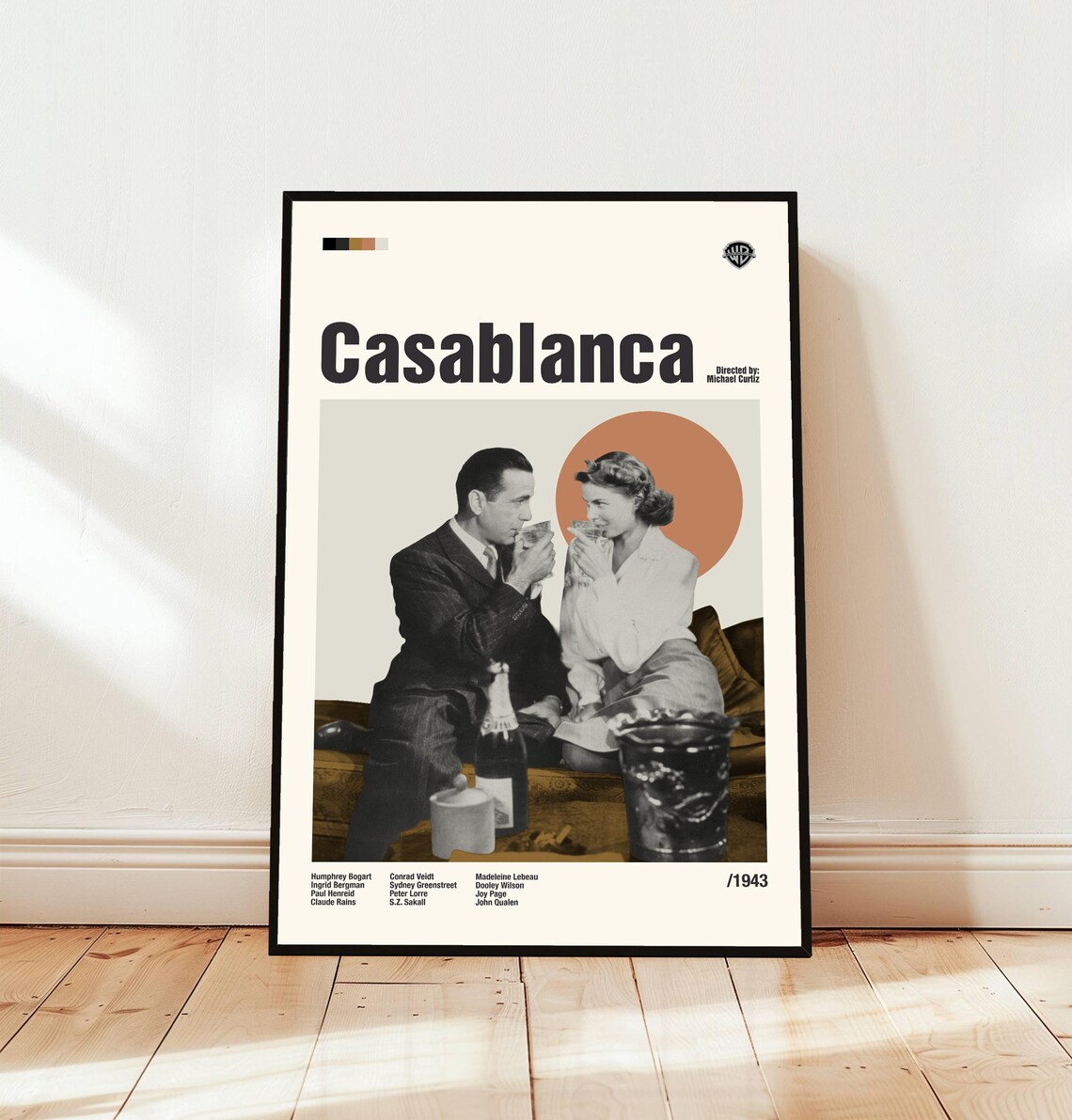Casablanca Humphrey Bogart Ingrid Bergman Champagne 1943 Movie Poster