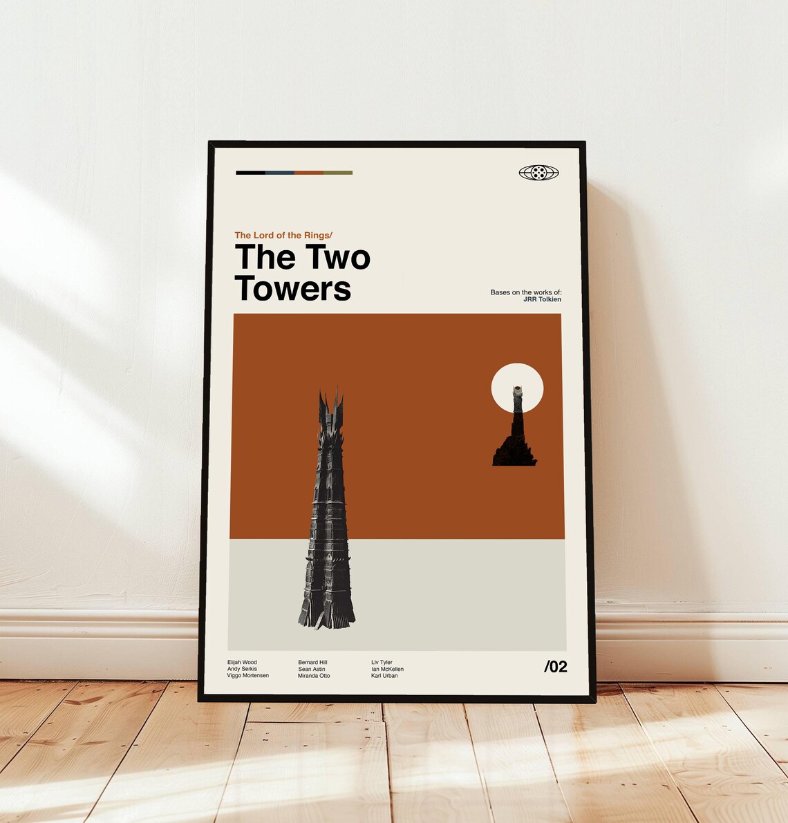 The Two Towers Lord of the Rings Minimalist Midcentury Poster