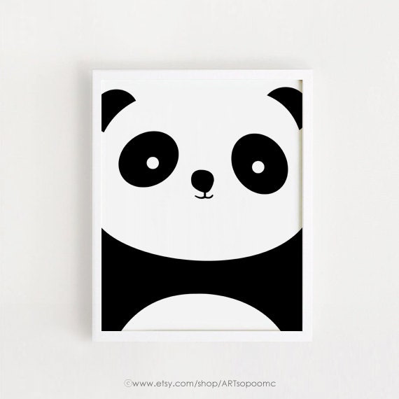 Panda Print, Simple Black And White Nursery Art