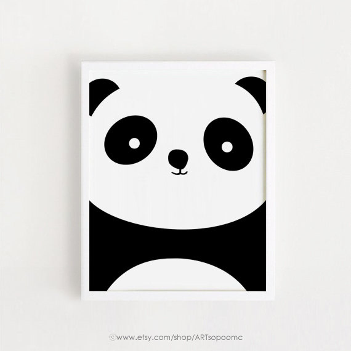 Panda Print, Simple Black And White Nursery Art