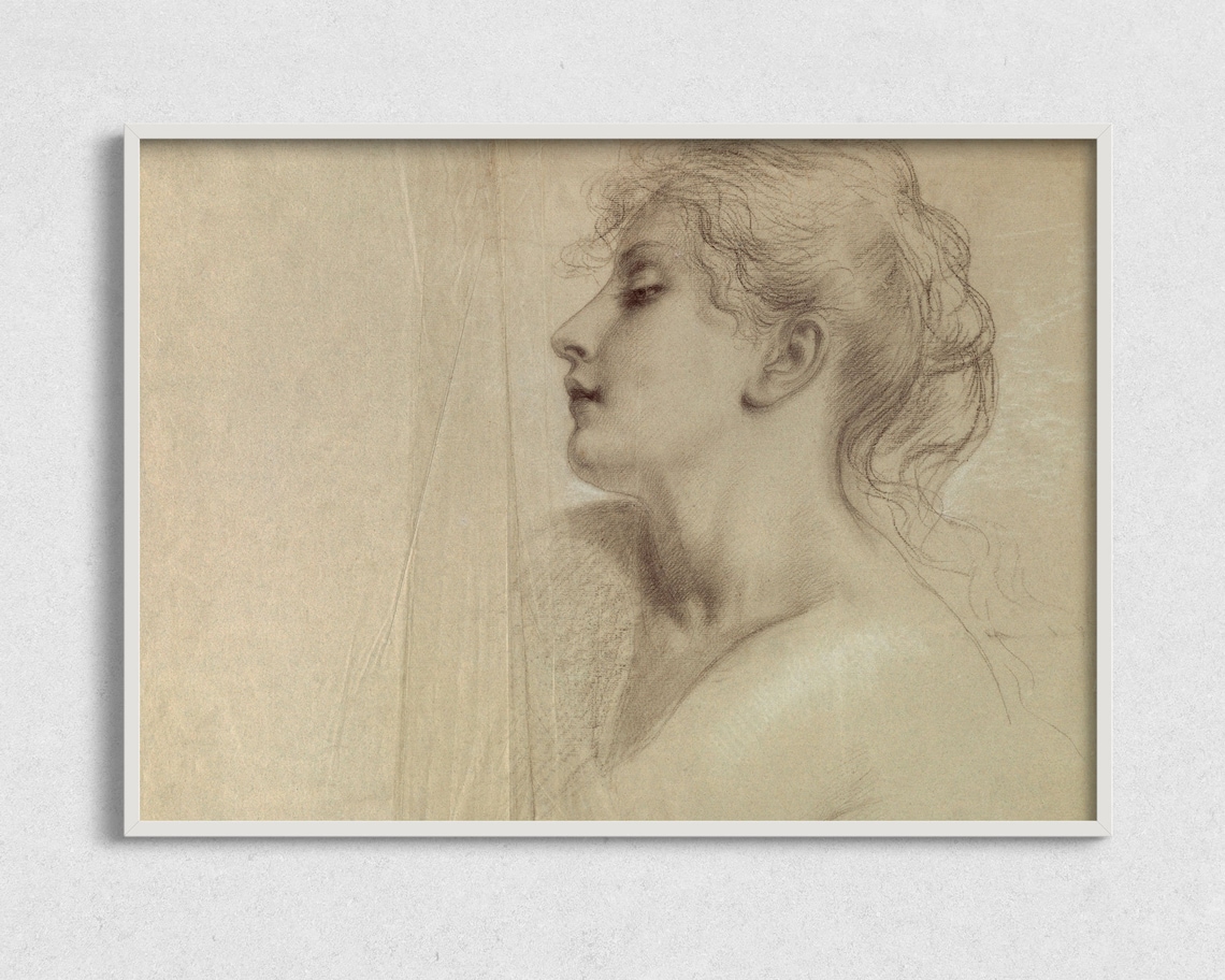 Vintage Woman Sketch Art Print, Rice Paper Style - Image 2